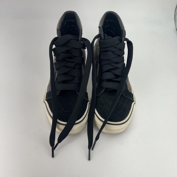 Vans Sk8-Hi Shoes Womens Size 7 Black Brown Plaid Suede High Top Skate Lace Up - Picture 13 of 16
